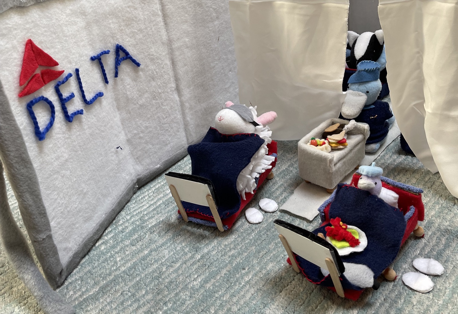 Avery's handmade miniature airplane cabin collection